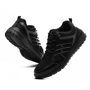 Furuian Unisex Slip Resistant Steel Toe Work Utility Black Sneakers - W9.5 M7.5